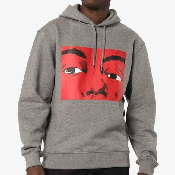 JW Anderson, Eyes Printed Hoodie, Heather Grey - Picture 2 of 11